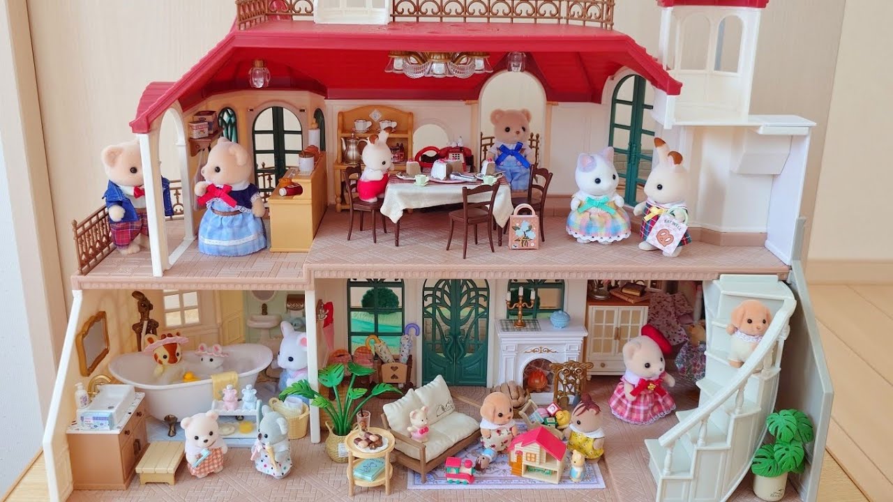 シルバニアファミリー きらめく水辺の赤い屋根のお家 ビスケットクマ ミニチュア rement rolife sylvanianfamilies calicocritters 森林家族