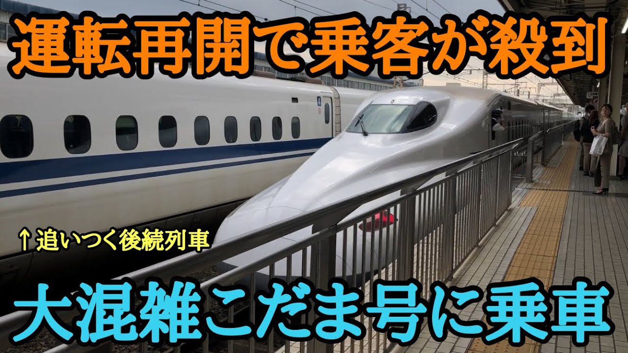 大雨からの運転再開で乗客が殺到した「大混雑こだま号」に乗車