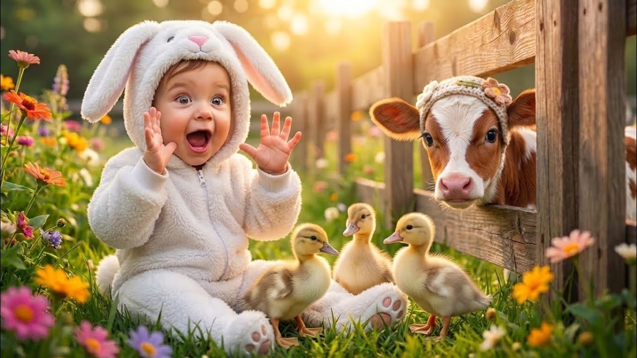 Baby Plays Peekaboo with Cute Baby Animals! 😺🐥🐶 | Who&rsquo;s Hiding?! Funny Kids Video