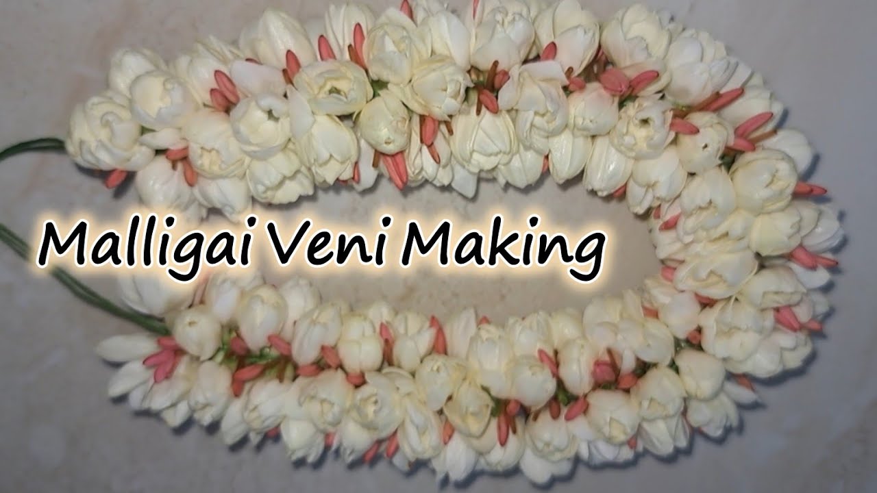 மல்லிகைப்பூ & பிங்க் இட்லிப்பூ வேணி🤍🩷 Jasmine & Pink Ixora Veni 