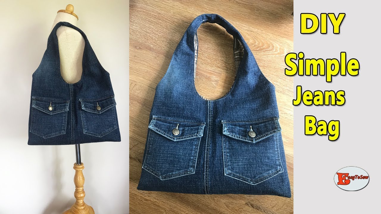 DIY SIMPLE JEANS BAG | RECYCLE OLD JEANS | DIY BAG | TOTE BAG | SEWING TUTORIAL