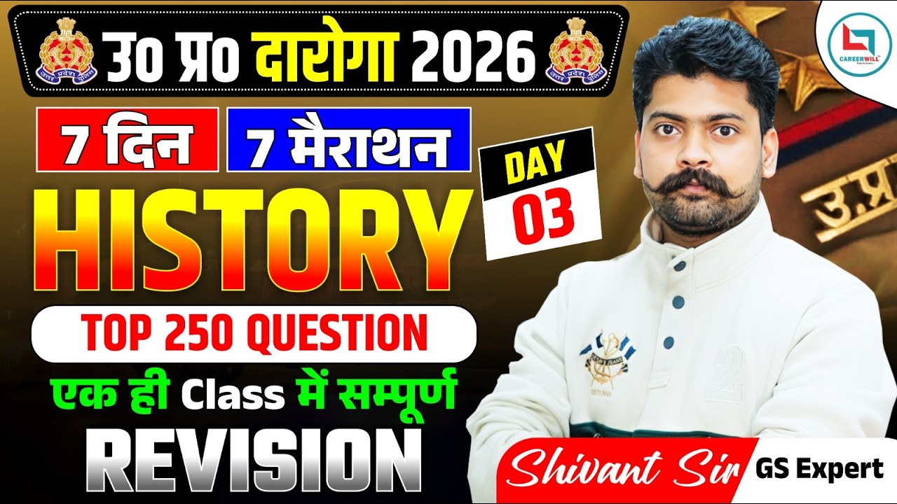 Day-3  Top 250 MCQ | 7 दिन 7 Marathon Series | UP Police Daroga 2026b HISTORY  | Shivant Sir#upsi