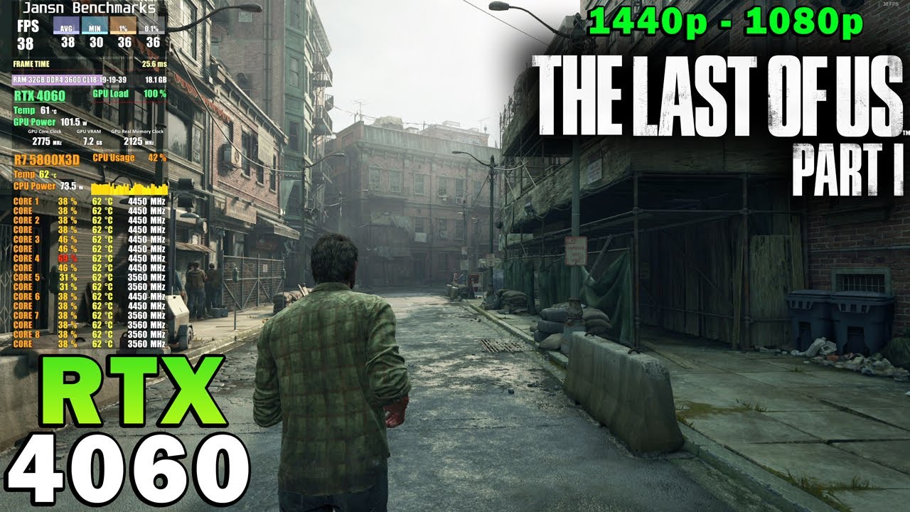 The Last of Us Part 1 | RTX 4060 | Ryzen 7 5800X3D | 1440p - 1080p | Ultra & High Settings