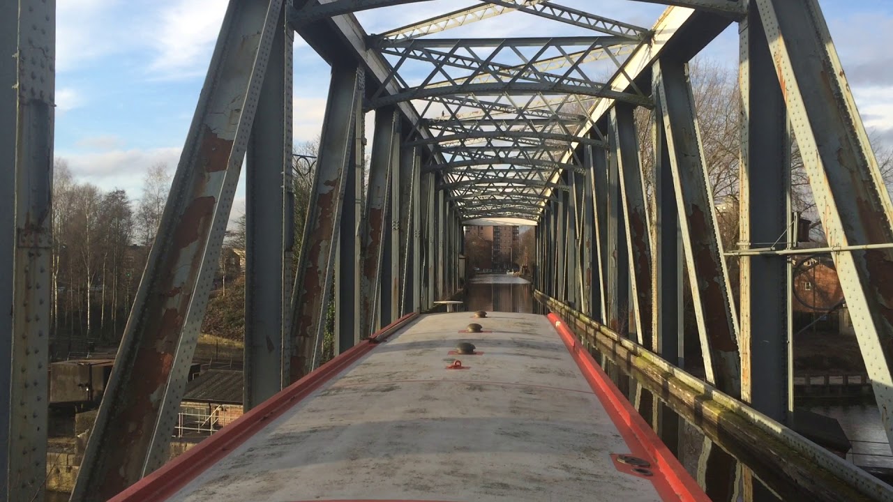 Crossing Barton Swing Aqueduct. Bridgewater Canal. Anderton to Scarisbrick.