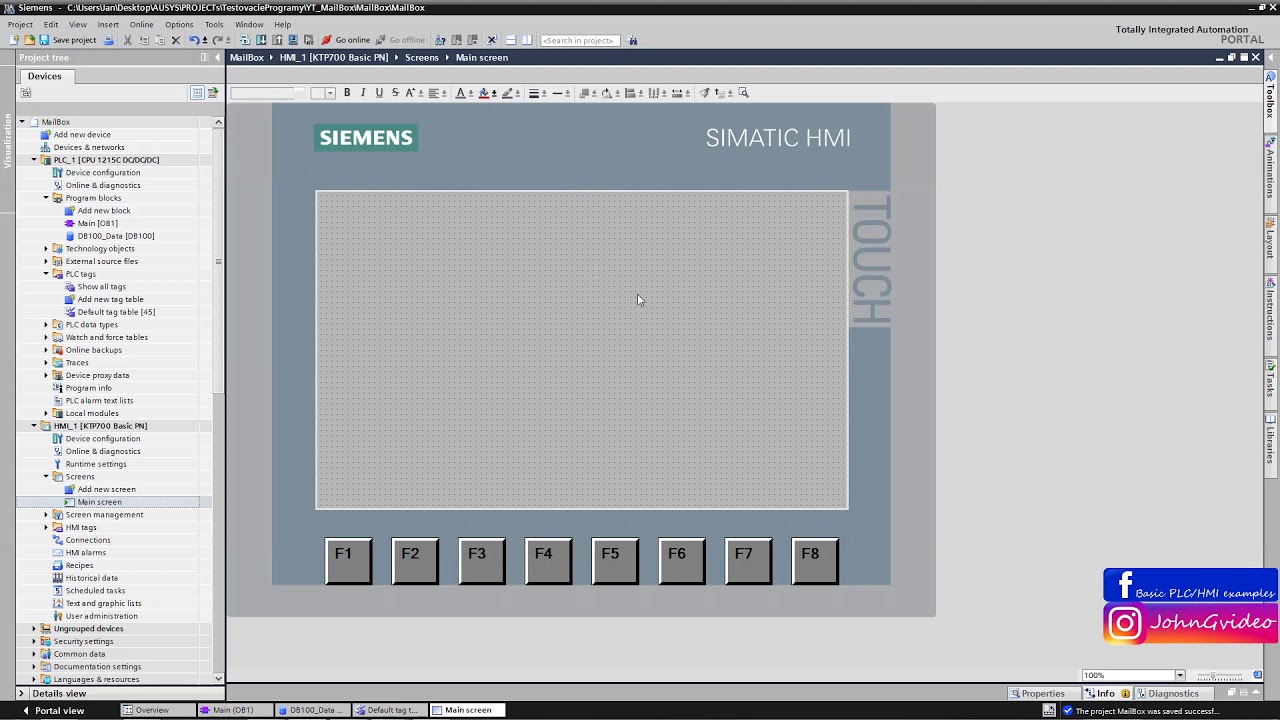 Siemens TIA Portal PLC/HMI tutorial - User LogOn in HMI from PLC via Job Mailbox