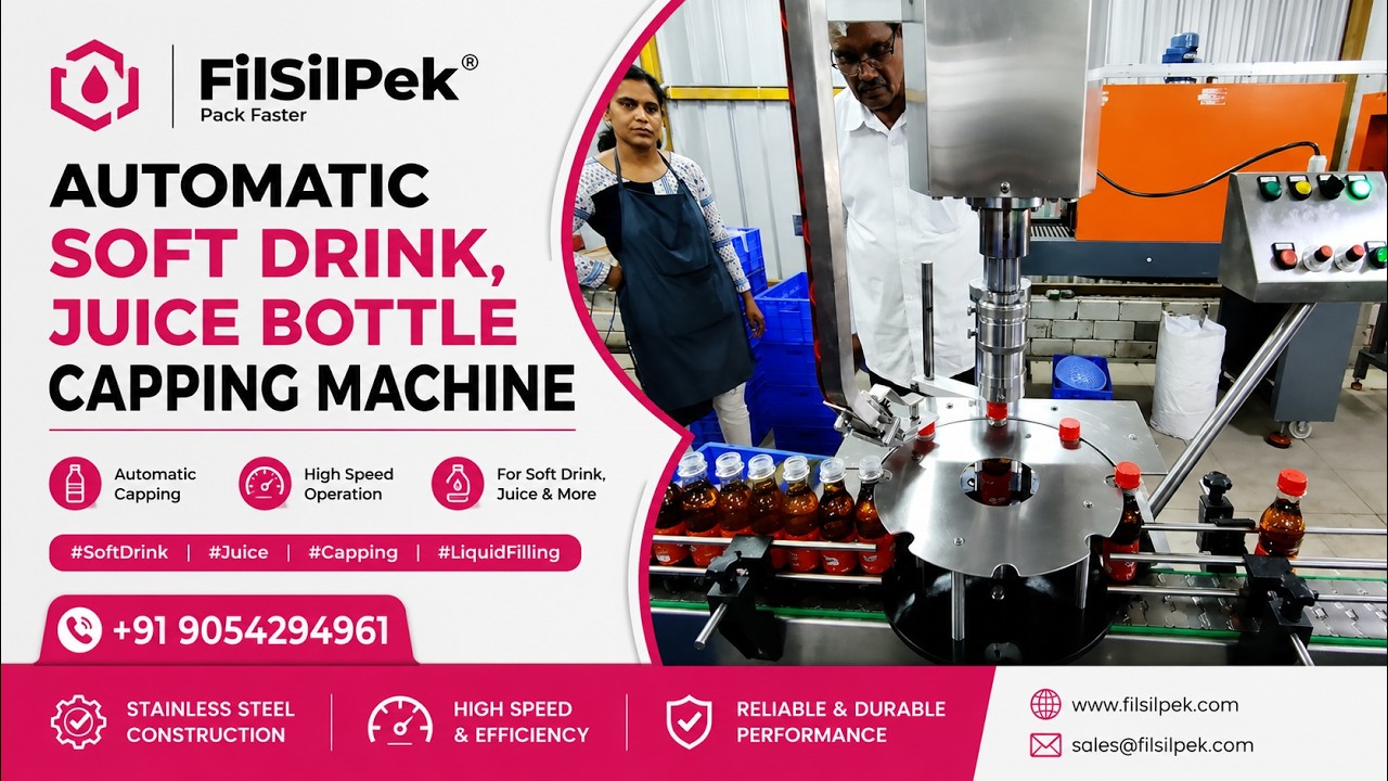 Automatic #Soft Drink,#Juice Bottle #Capping Machine, #liquidfilling - Filsilpek - +919054294961