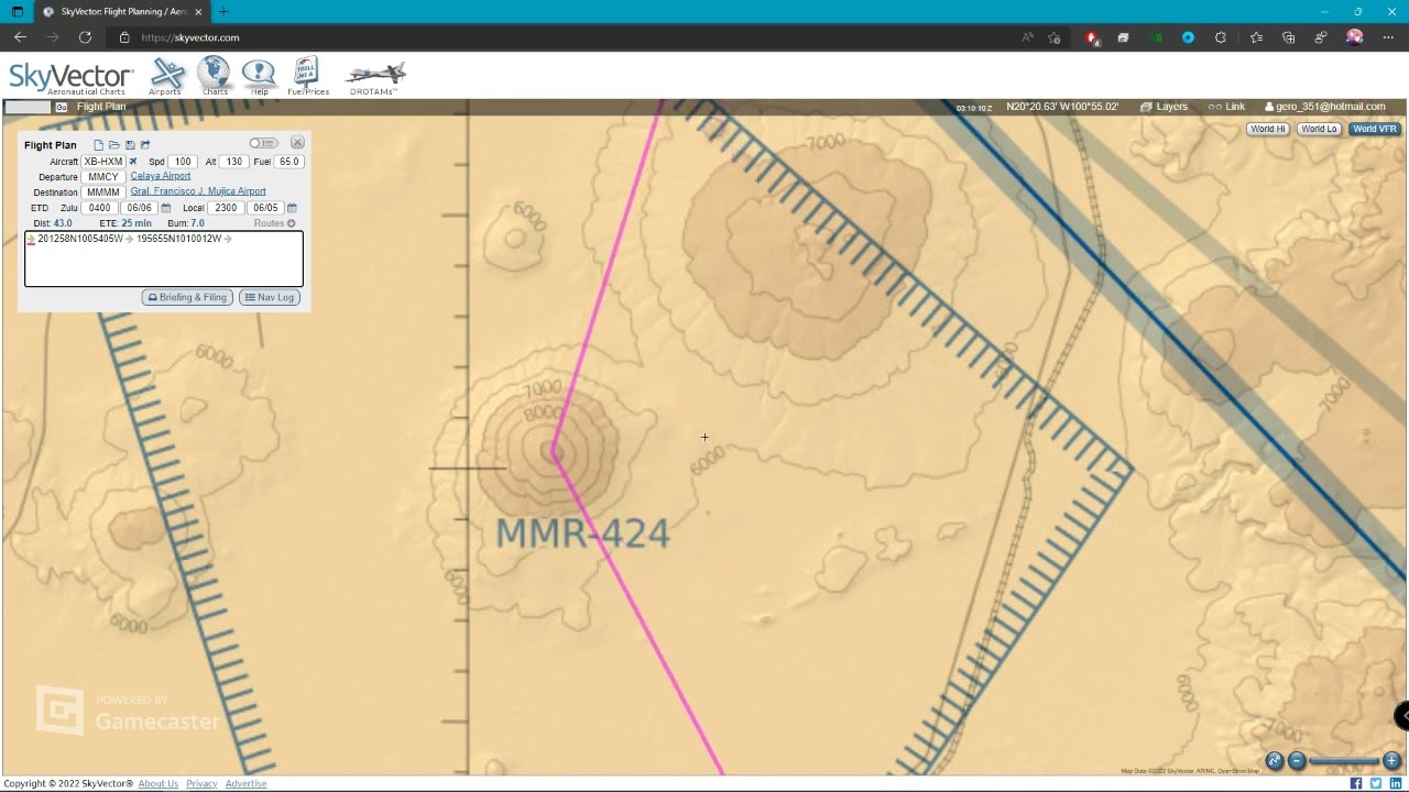 Haciendo una ruta VFR en SkyVector