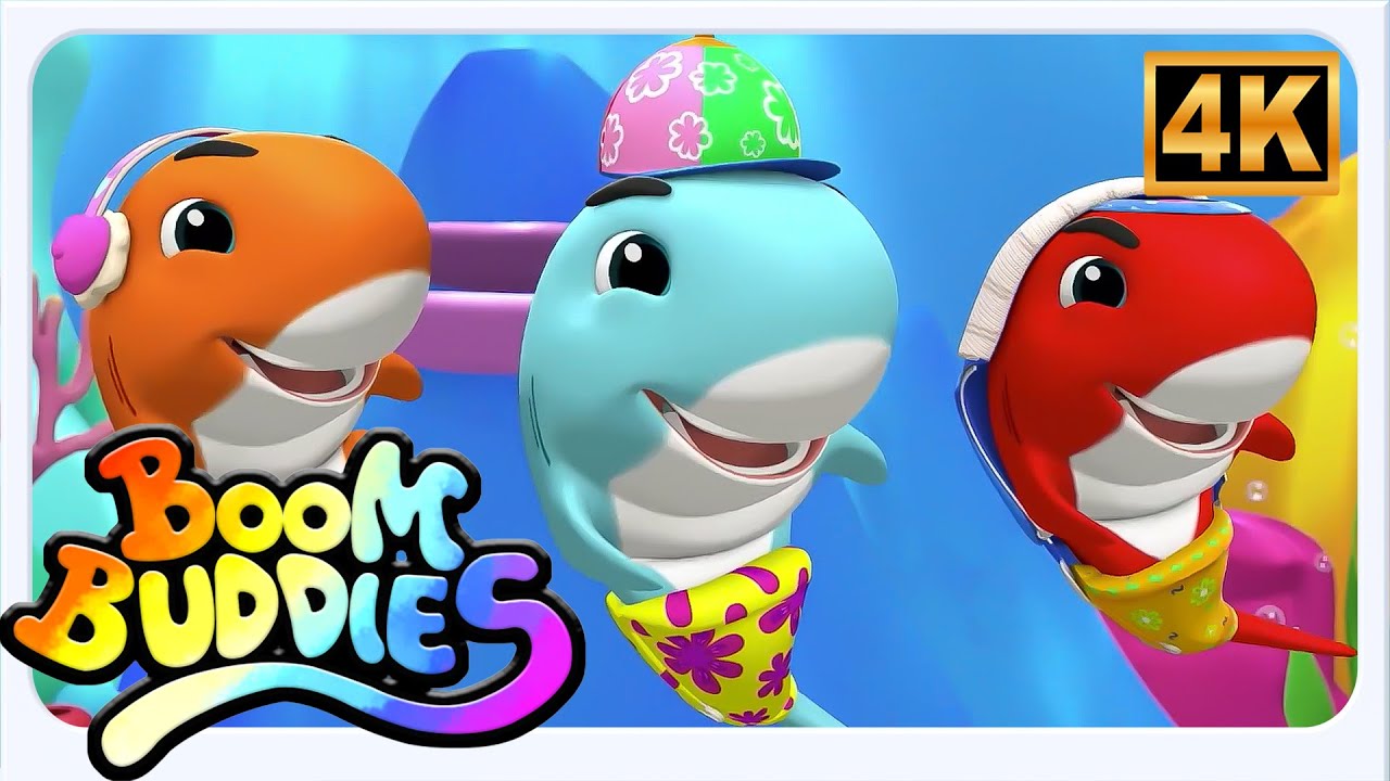 Boom Buddies Cinco Tiburoncitos | Canción Divertida de Animales para Niños