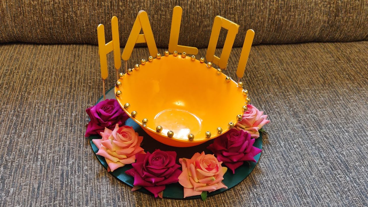 DIY: Wedding Haldi Platter - Affordable and Easy - Plate Decoration #haldi decoration ideas at home