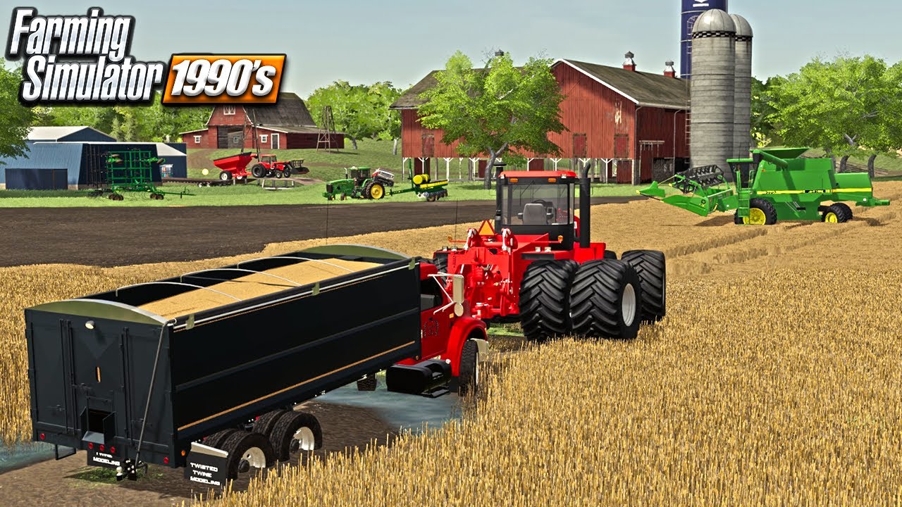 BURIED THE GRAIN TRUCK (MUDDY HARVEST CONTINUES) 90's ERA | FARMING SIMULATOR 19