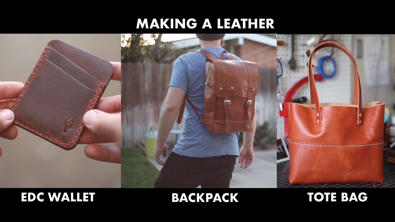 Making a Leather EDC Wallet / Backpack / Tote Bag - Videos 7-9