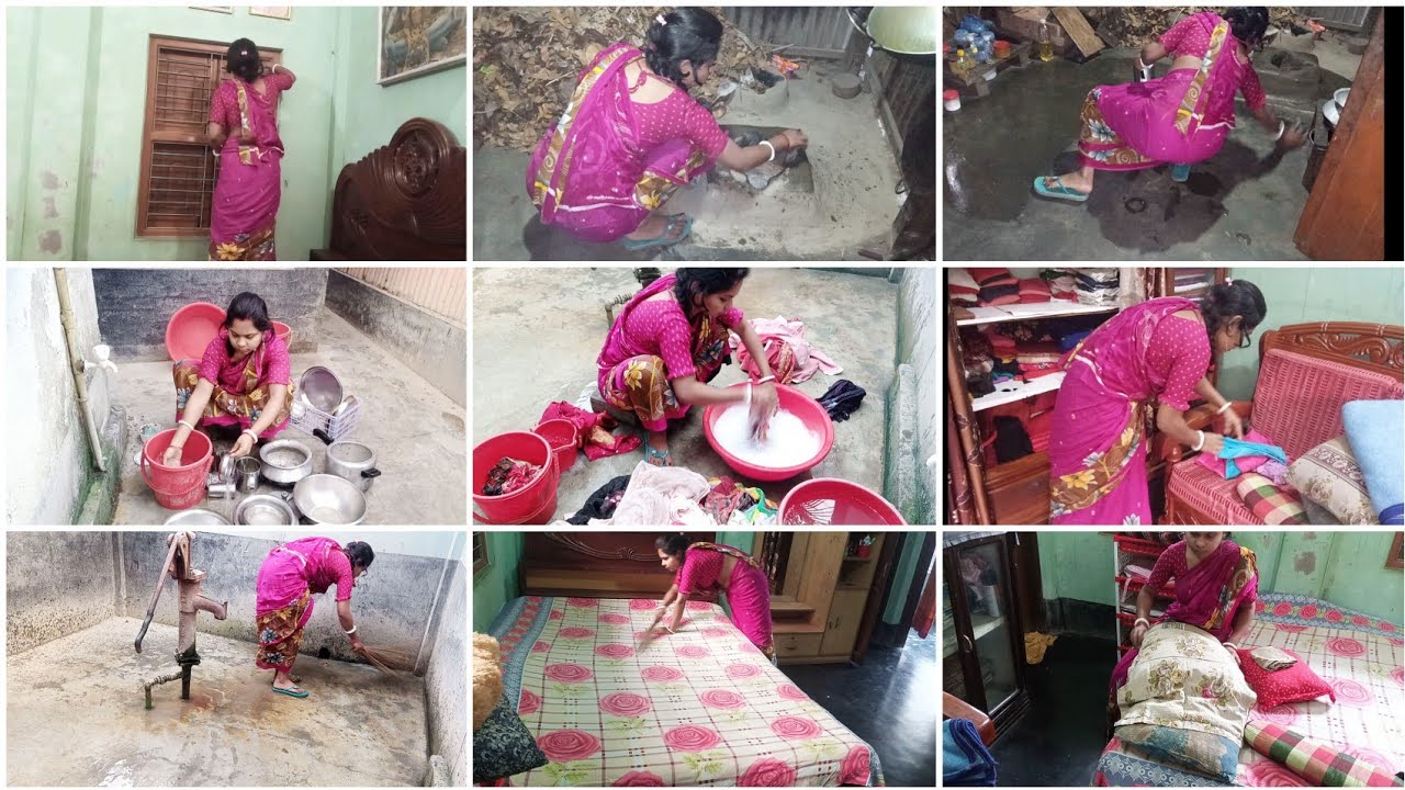 সকালে ওঠে বাসি কাজ ওঠনভর্তি জামাকাপড় কাঁচা মেয়ের স্কুল ঘরবাড়ি সুন্দর করে গুছিয়ে রাতে চিকেন করলাম 