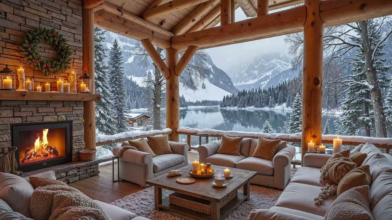 Cozy Winter Cabin Vibes ❄️  Soft Piano & Crackling Fireplace for Calm & Focus, Heal Stress