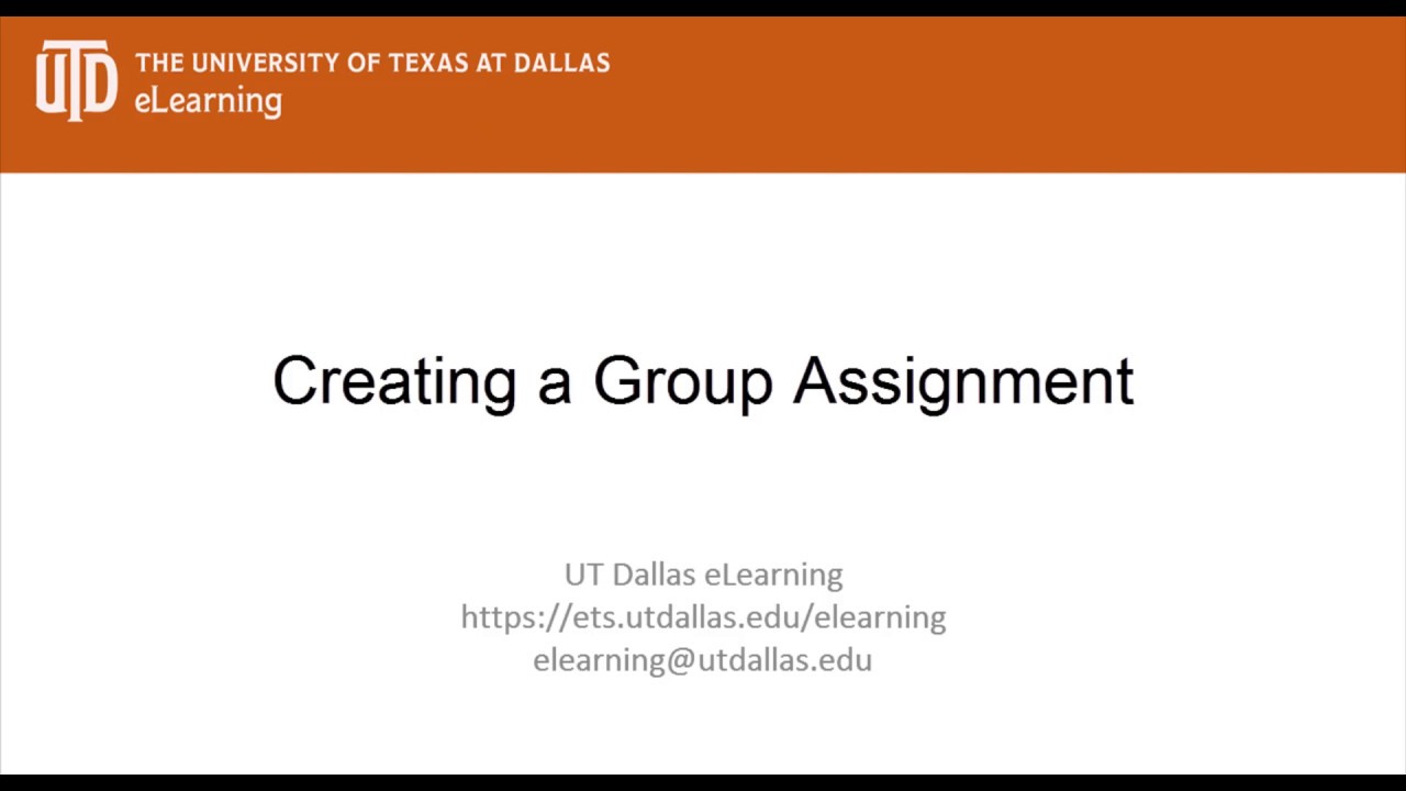 How to Create a Group Assignment