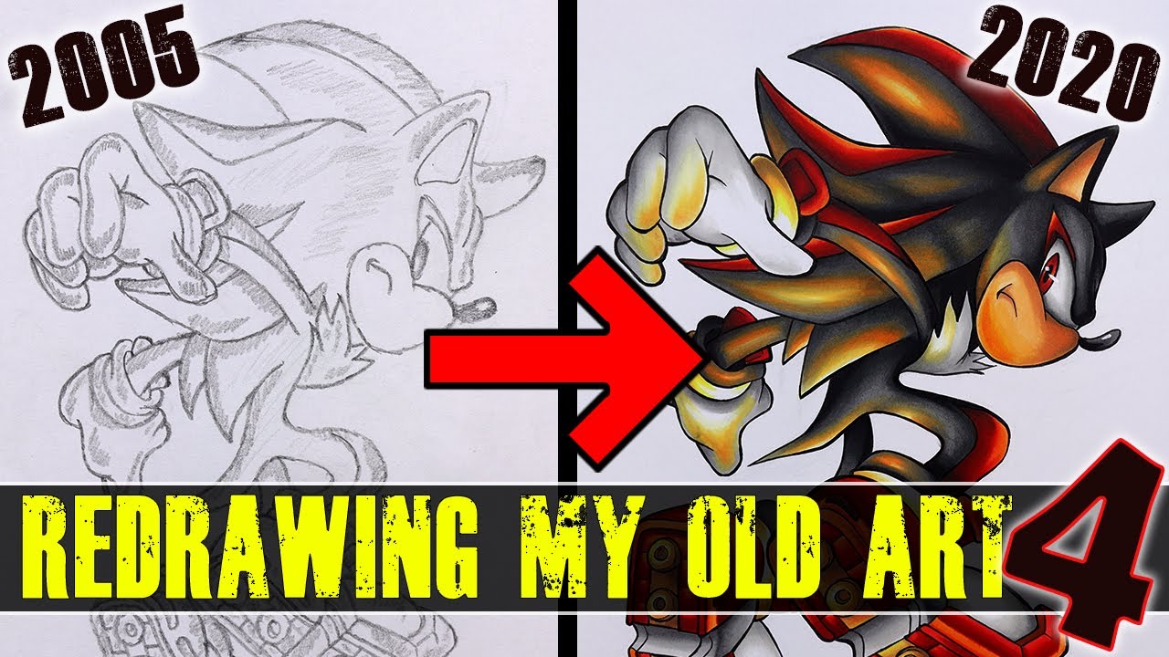 I tried Redrawing my OLD "BAD" Art | My First Drawing's.. SHADOW The Hedgehog | 4