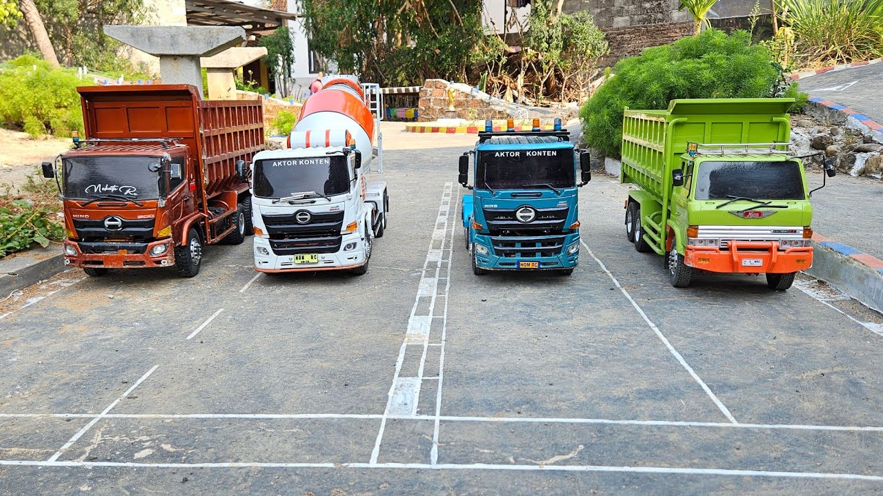 AKSI KE 171 ‼️ Pembuatan Jalan Tanah Rc Dump Truk Tronton vs Hino Ranger Angkut Tanah Langsir 2 Kali