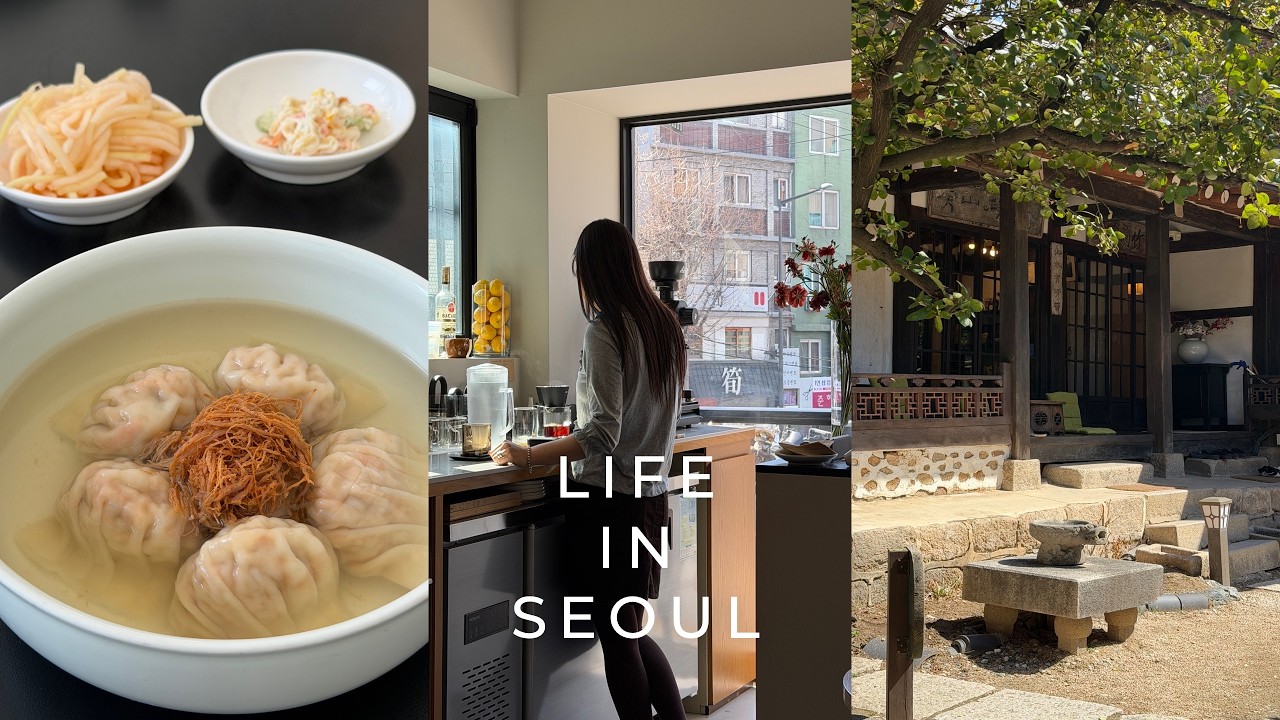 Seoul Vlog - Spring Food & Cafe Tour, Tea Rooms & Shops, Buddhist Temple | Seochon, Seoul Station