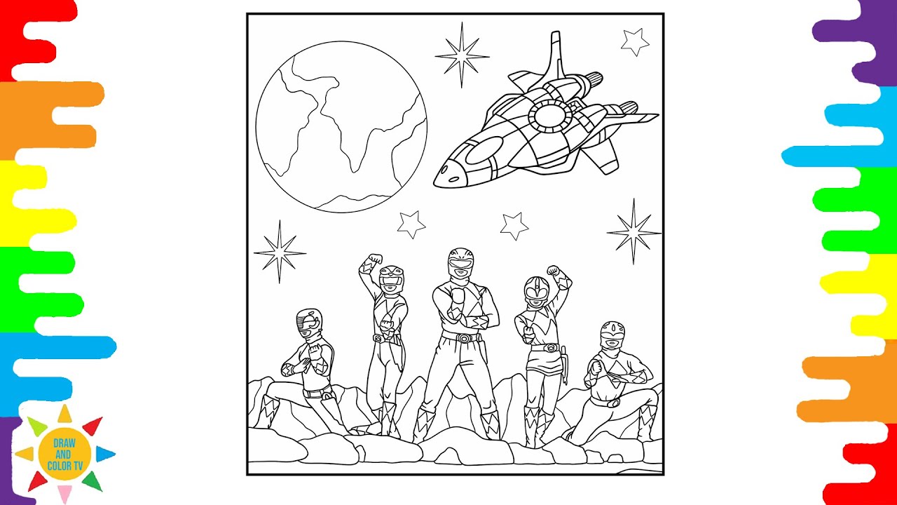 Power Rangers Team Coloring Pages | Mighty Morphin Power Rangers Coloring | Elektronomia