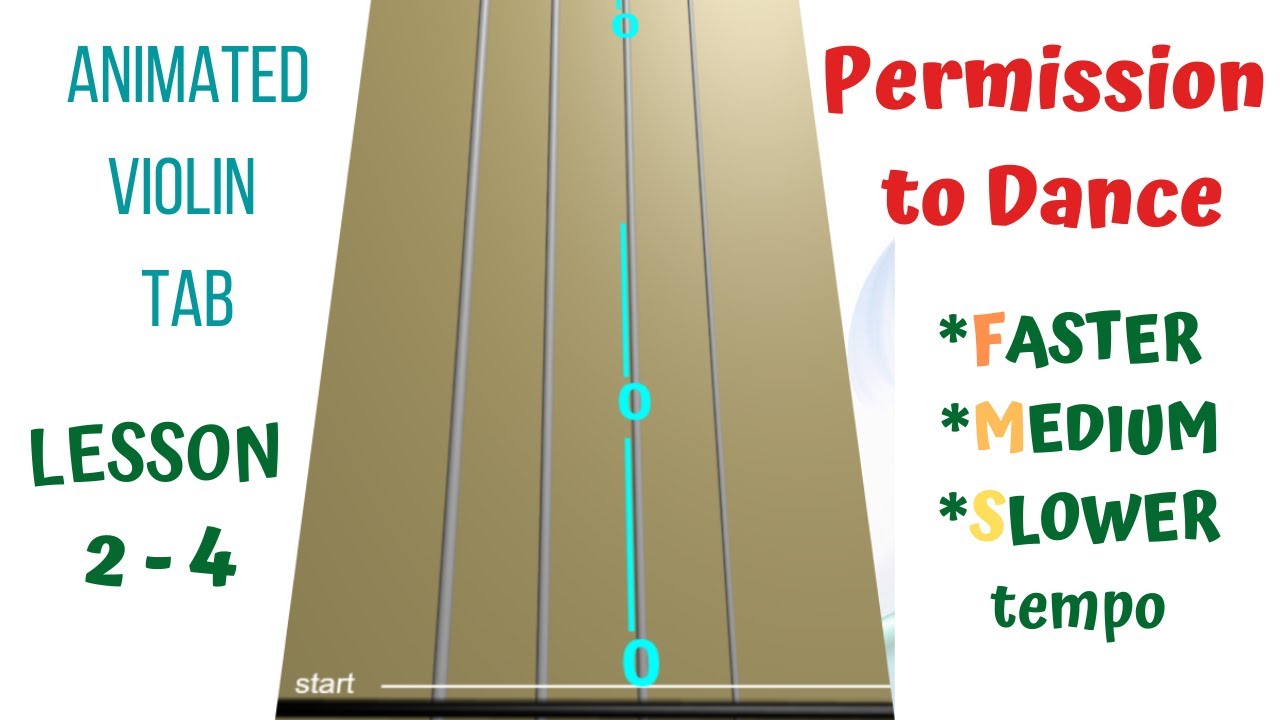 PERMISSION TO DANCE by BTS - Violin Tutorial (Faster, Medium, Slower) ANIMATED VIOLIN TAB   LESSON 2