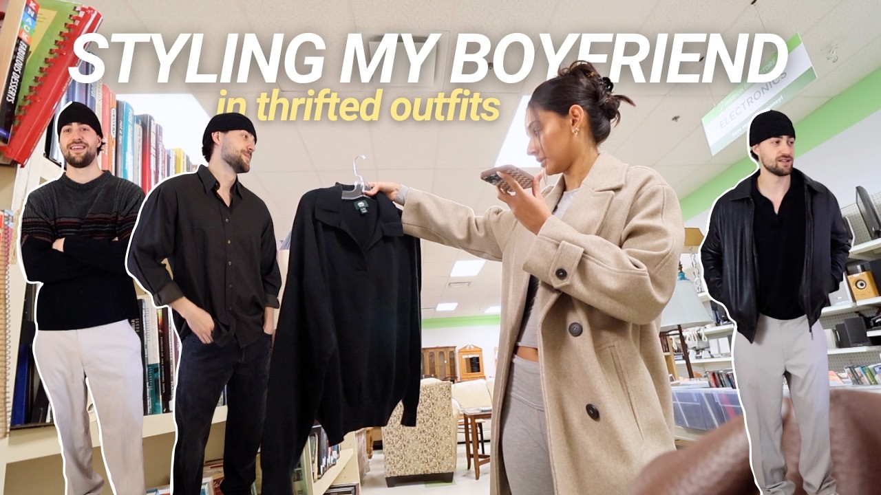 Styling my Boyfriend in ONLY Thrifted Outfits!