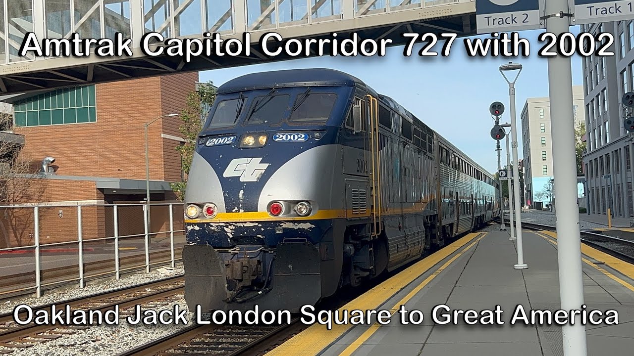 Amtrak Capitol Corridor 727 Train Ride with F59PHI 2002 Oakland Jack London Sq to Great America 4K60