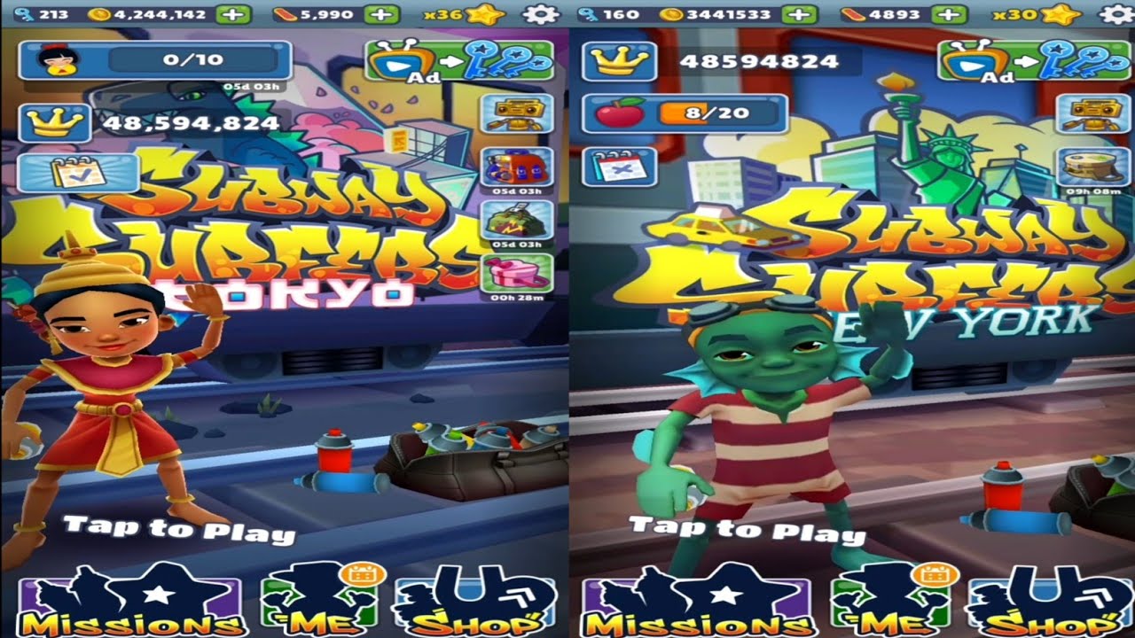 Subway Surfers TOKYO 2021 vs NEWYORK 2021 World Tours Gameplay.