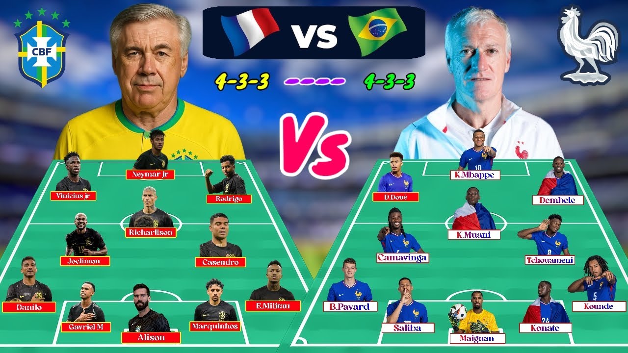 Brazil vs France: 2025 Friendlies Who has the strongest XI With Carlo Ancelotti and Didier Deschamps
