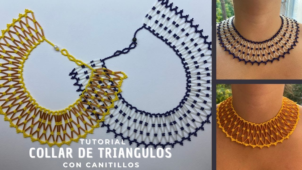 Collar de triángulos con canutillos y mostacilla / chaquira PASO A PASO