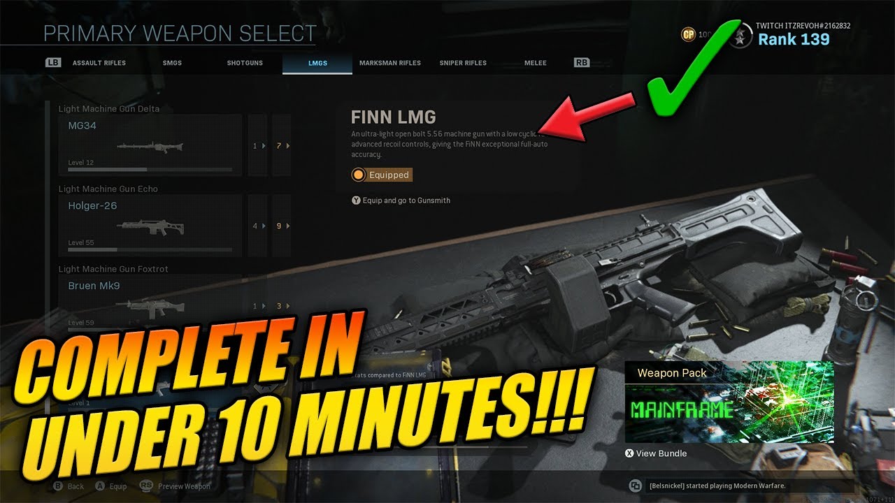 HOW TO UNLOCK THE NEW FINN LMG!!! COMPLETE THE FINN LMG FAST & EASY!!! Call of Duty: Modern Warfare