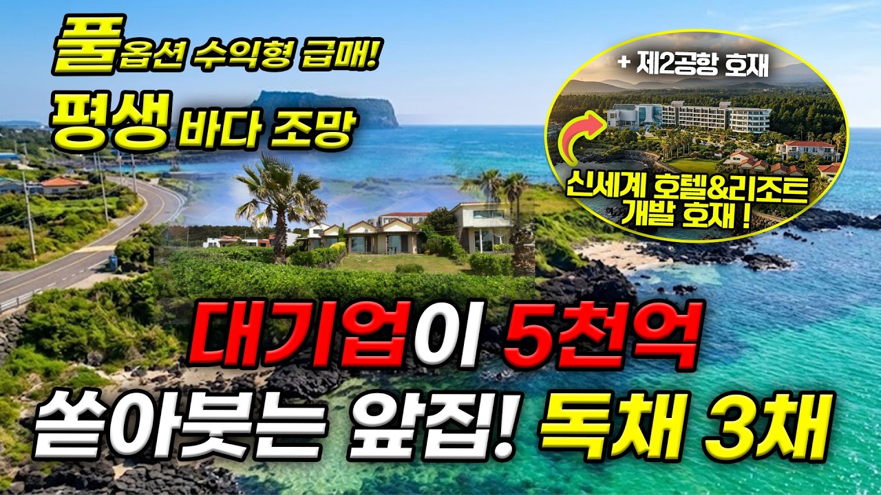 [제주도 단독주택 매매]대기업 5천억 투자에 제2공항 호재까지! 평생 바다 뷰 독채 3채 이런집이 돈법니다.