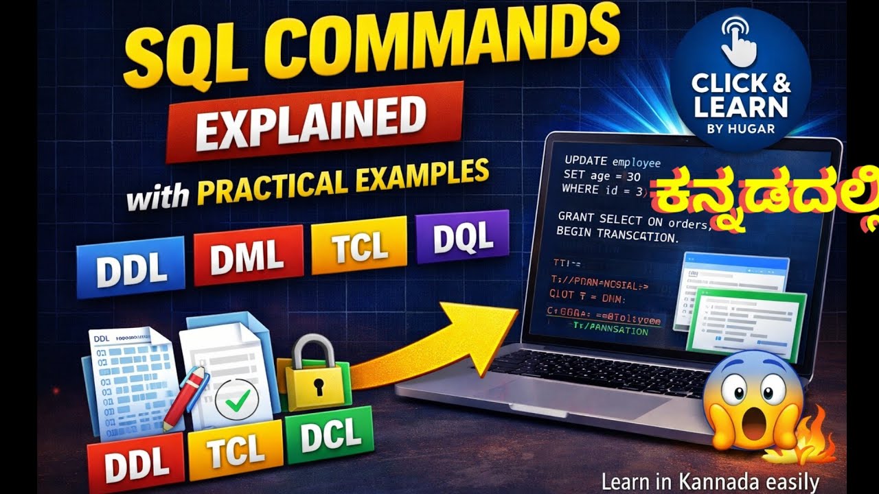 All SQL Commands in One Video 🔥 | DDL DML DCL TCL DQL || Kannada