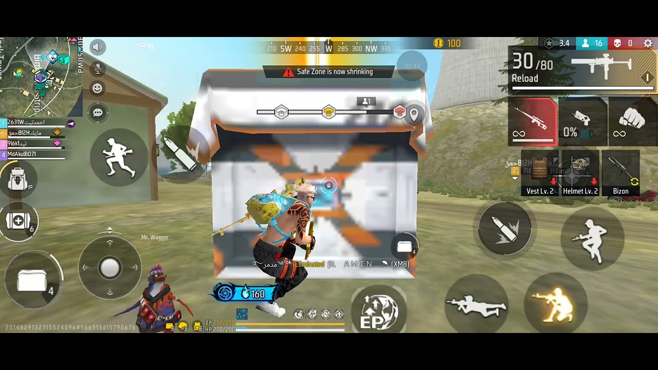 Free fire squad BR ranked Bermuda 4kill action gameplay 