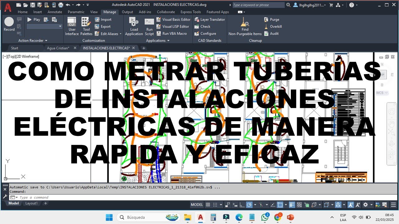 como metrar tuberias de instalaciones electricas de manera muy rapida y eficaz en autocad