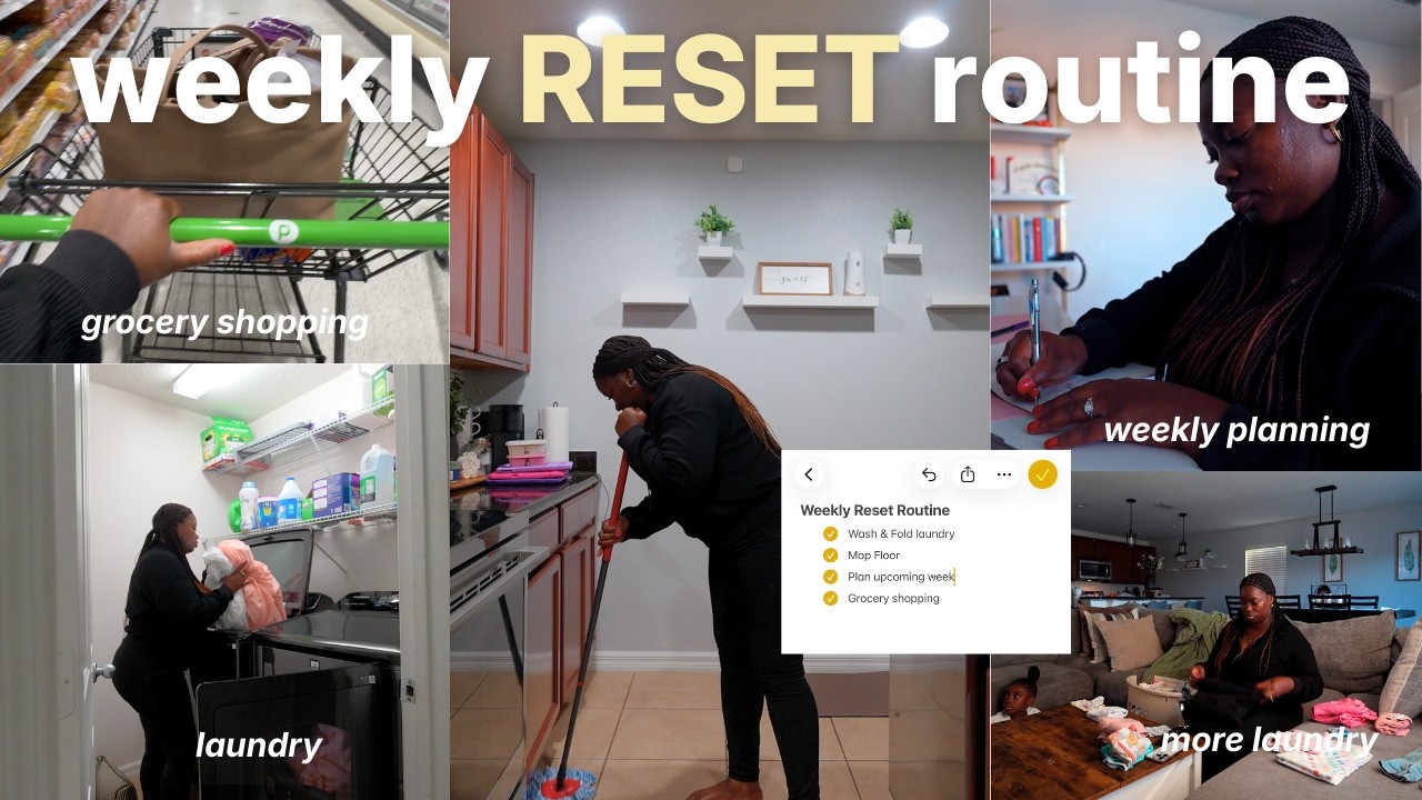 SUNDAY RESET ROUTINE🫧cleaning + productive prep for the week as a working mom