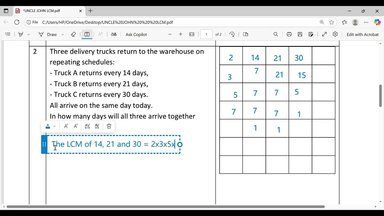 CALCULATING THE LEAST COMMON MULTIPLE WITH UNCLE JOHN