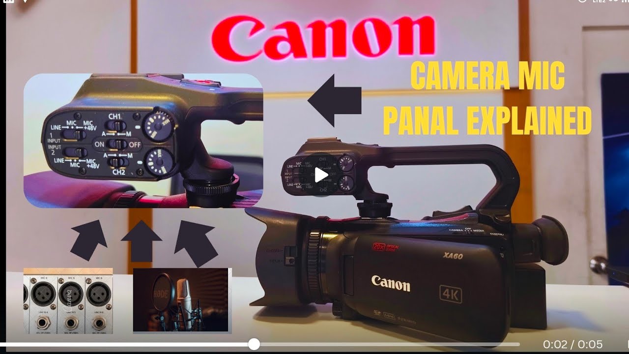 Camera XLR Mic Settings |  canon xa60 microphone | Camera XLR input | Basic Guide For Canon Xa60 Mic