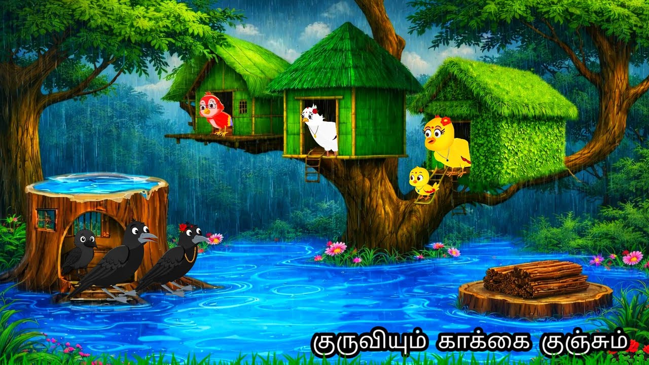 குருவியும்  காக்கை  குஞ்சும் /MORAL STORY IN TAMIL / VILLAGE BIRDS CARTOON