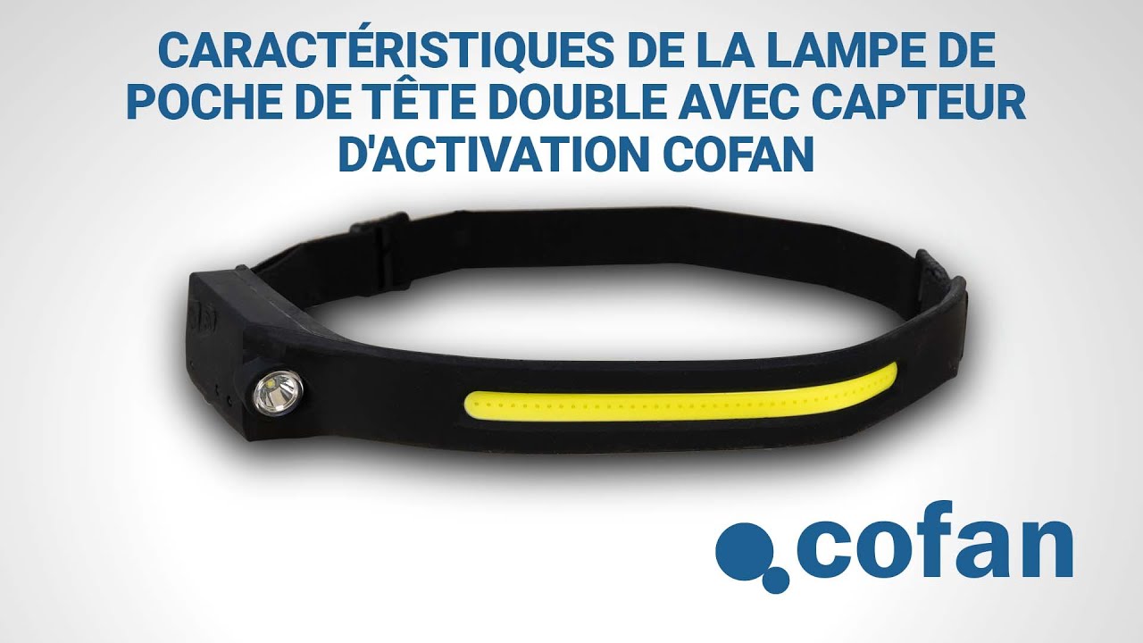 Caractéristiques de la lampe de poche de tête double avec capteur d'activation | Cofan