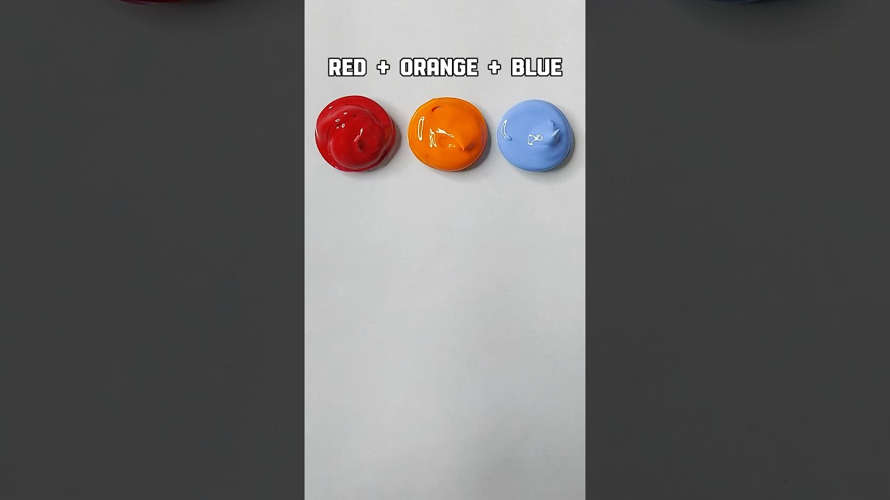 Red + Orange + Blue = Final Color Will Blow Your Mind! 🔴🟠🔵 #colormixing #satisfying #art #shorts