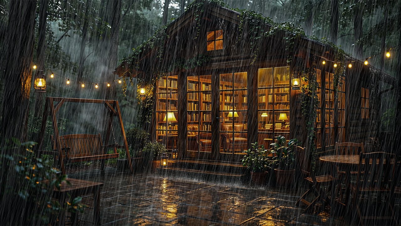 Cozy Wooden Cabin in Night Rain | Soft Ambient Sounds to Calm the Mind