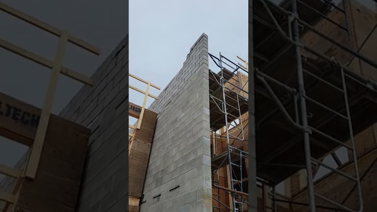 Commercial Masonry Block Fire Wall all done with a  Level Going up to 10 floors