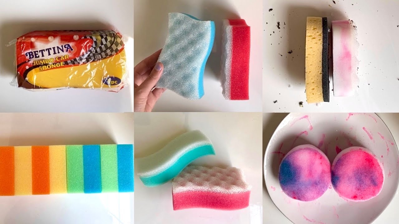 ASMR sponge ripping edit compilation- early crispy rips of soft side UK sponges