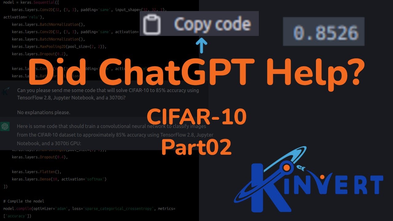 OpenAI ChatGPT CIFAR 10 Part02 Confusion Matrix Fail - Live COding | Kinvert