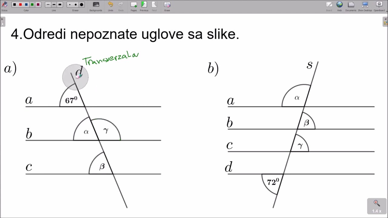 5.296.Ugao.Uglovi na transverzali.Zadatak 4