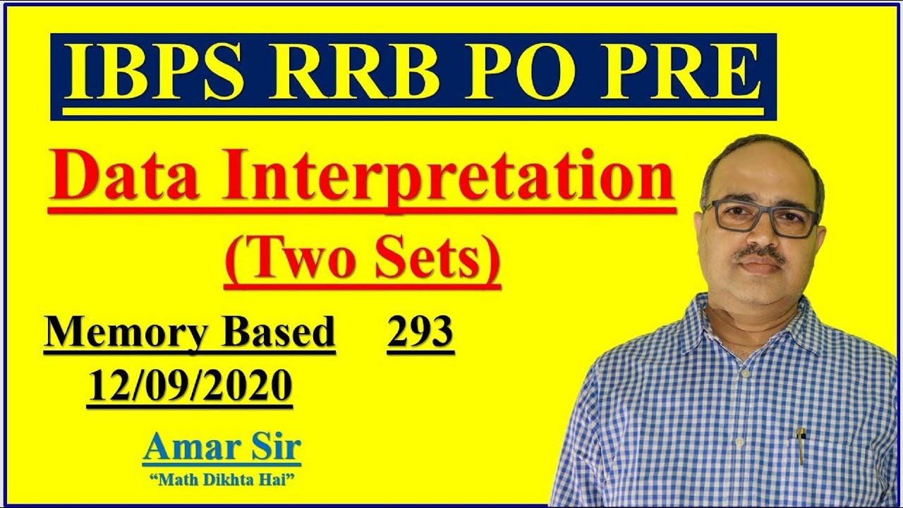 Data Interpretation (293) | डेटाइंटरप्रेटेशन IBPS RRB PO Pre (12-09-2020) Memory Based By Amar Sir