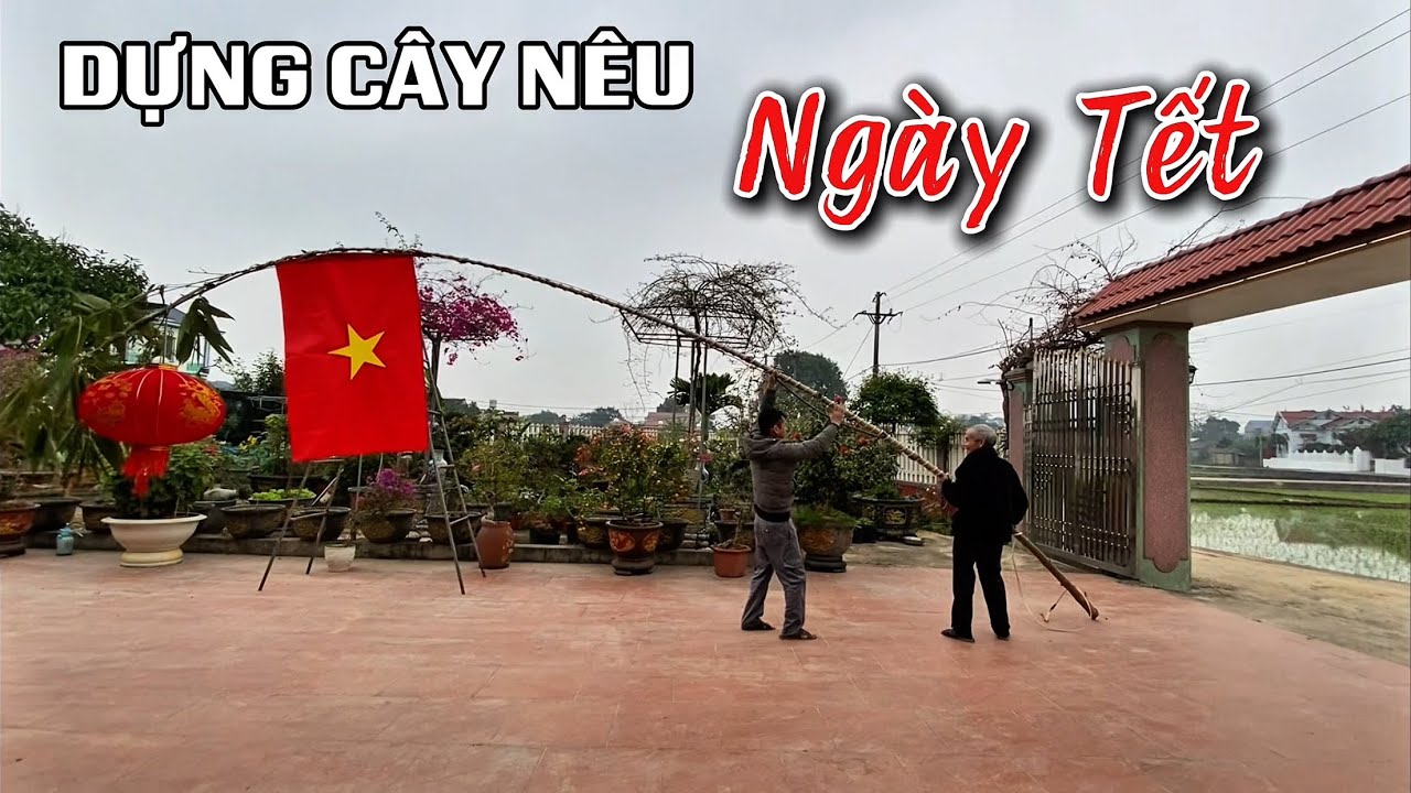 Dựng cây Nêu trước cửa mừng Tết cổ truyền