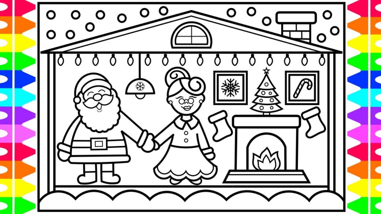 How to Draw SANTA CLAUS and MRS. CLAUS for Kids 🎅🤶❤️💚Christmas Drawing and Coloring Page for Kids