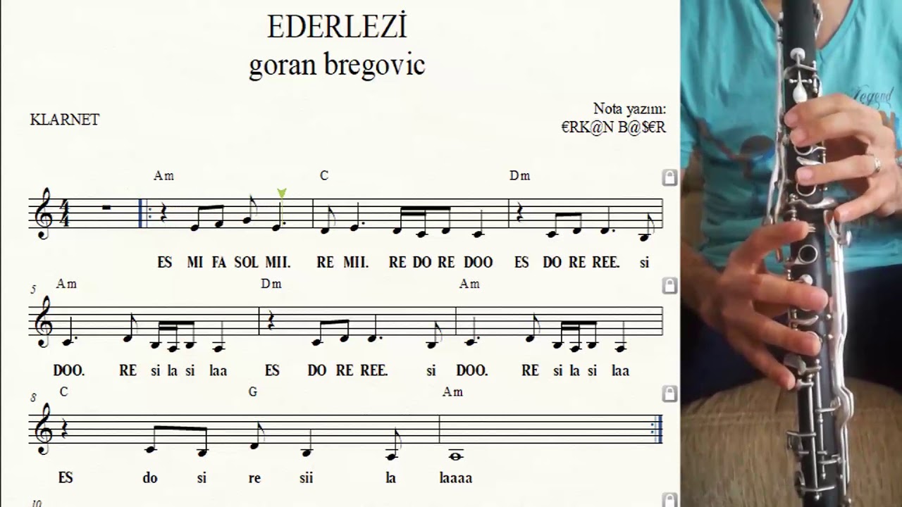 EDERLEZİ klarnet NOTALARI eşlikli YAKIN ÇEKİM