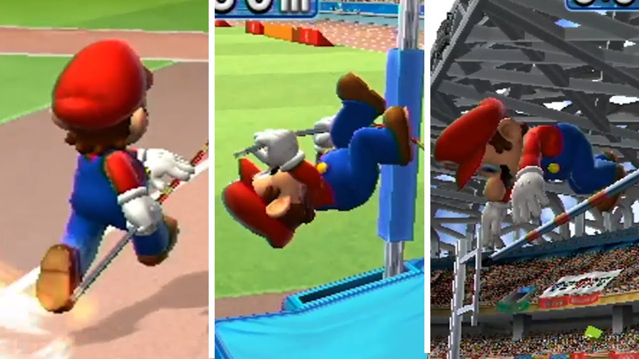 Mario & Sonic at the Olympic Games - All Characters Pole Vault Gameplay