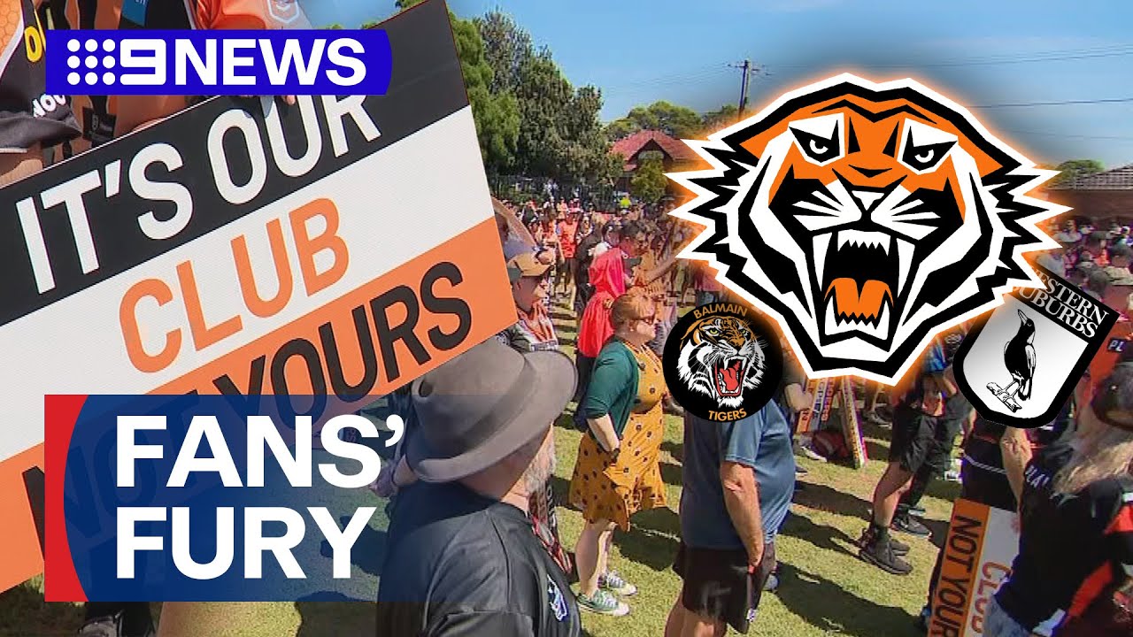 West Tigers supporters protest against board | 9 News Australia